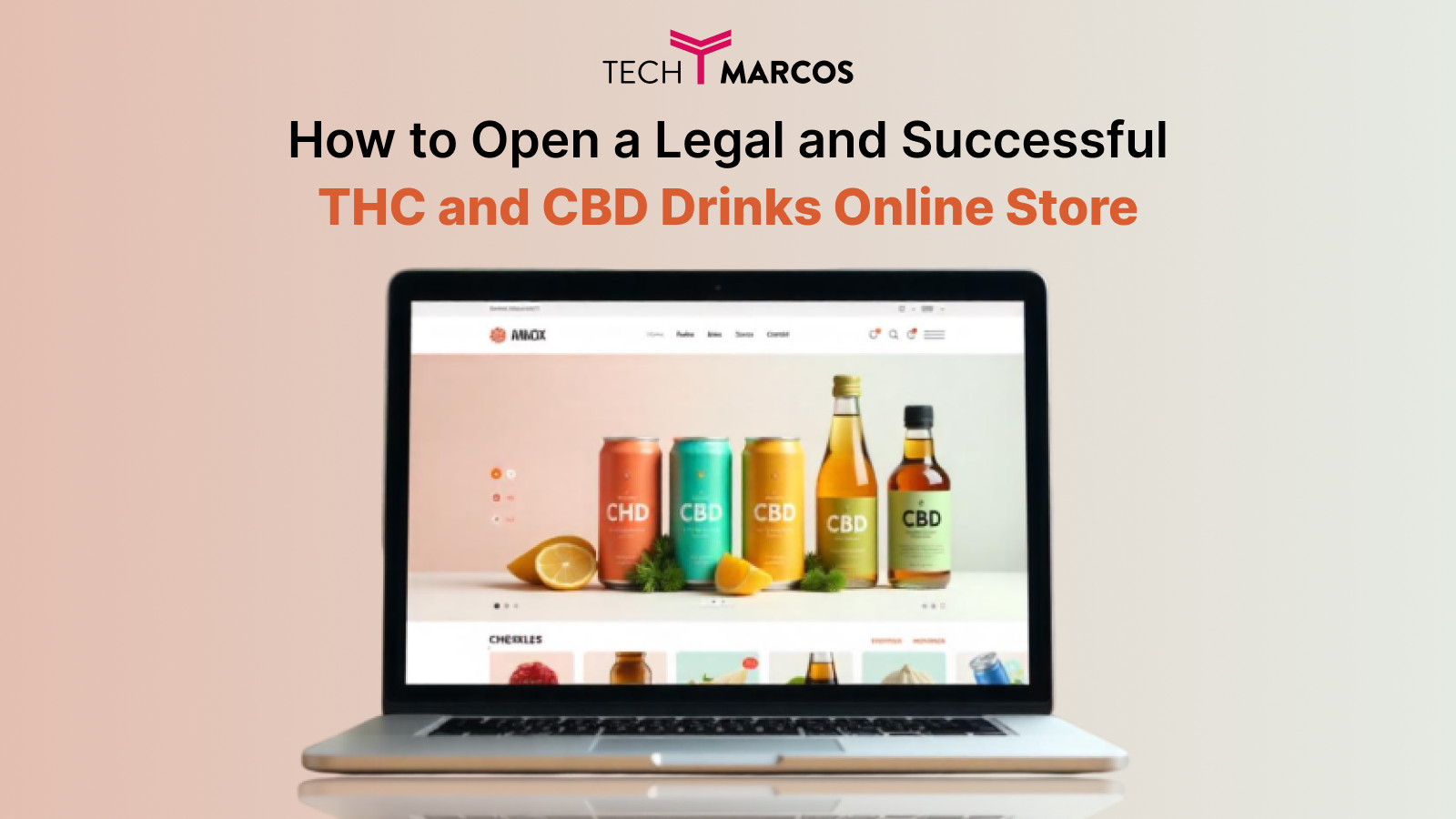Refreshing CBD-infused beverages arranged with product labels and certificates of analysis.