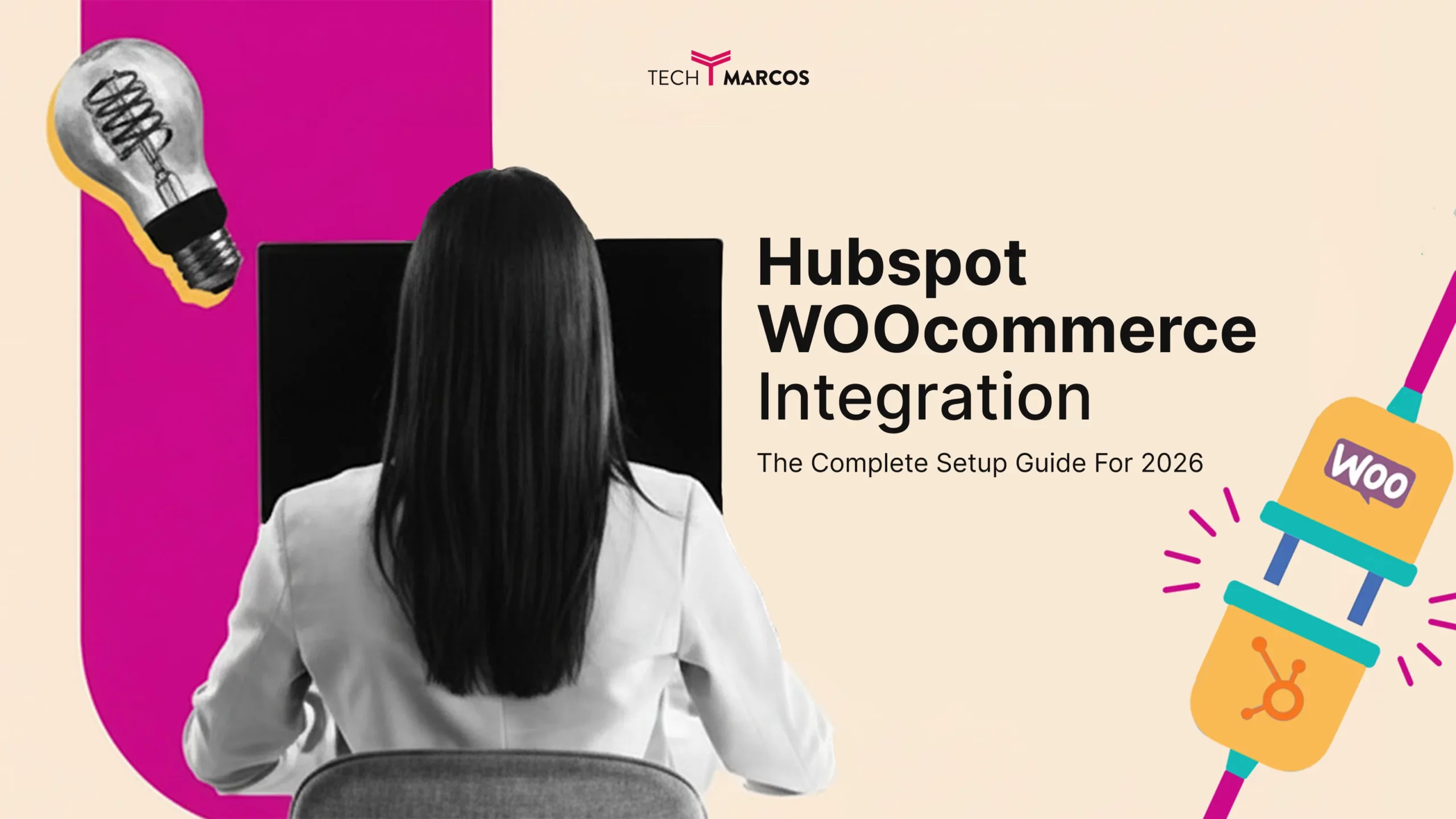 WooCommerce HubSpot integration setup guide 2026 showing customer, order and product sync with automation workflows